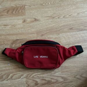 Las Vegas Red Fanny Pack Triple Pocket Waist Bag Travel Festival Hip Pouch